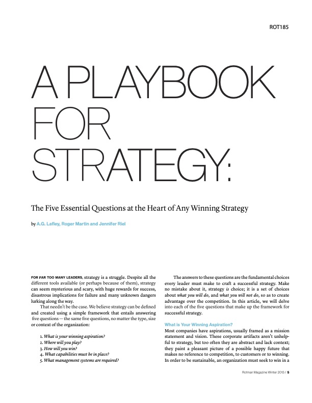 A playbook for strategy cover