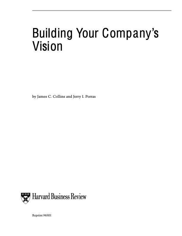 Building Your Company's Vision cover