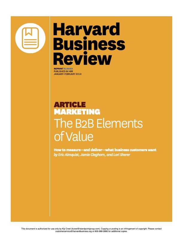 The B2B Elements of Value cover