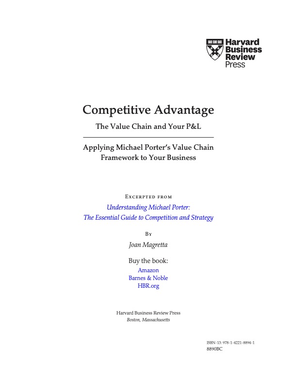 Competitive Advantage: The Value Chain and Your P&L Cover