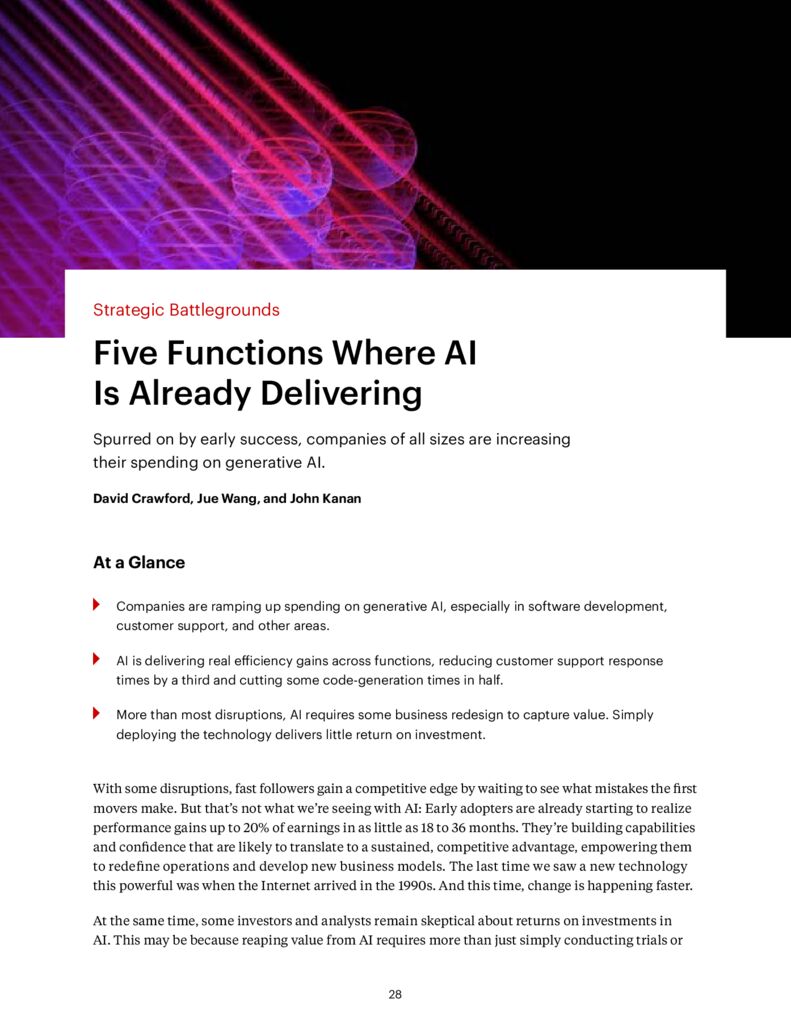 thumbnail of Bain Technology Report 2024_5 Functions where AI Is already Delivering
